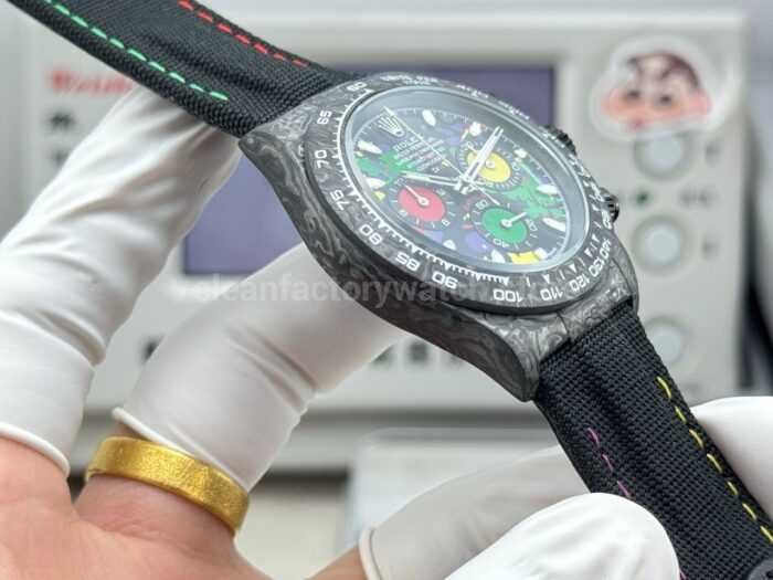 TW Factory Rolex Daytona 116500 40mm Carbon Fiber Black Canvas Strap Black Dial - Image 6