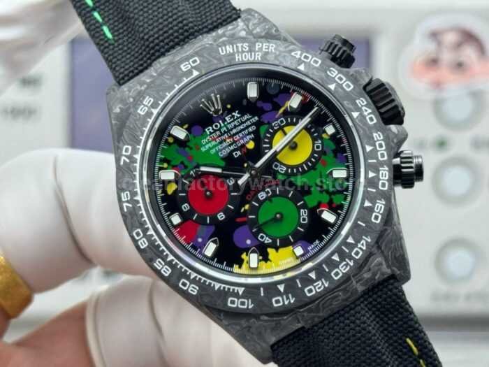 TW Factory Rolex Daytona 116500 40mm Carbon Fiber Black Canvas Strap Black Dial - Image 2