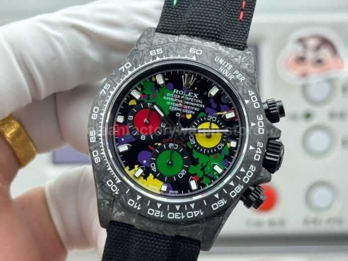 TW Factory Rolex Daytona 116500 40mm Carbon Fiber Black Canvas Strap Black Dial - Image 3