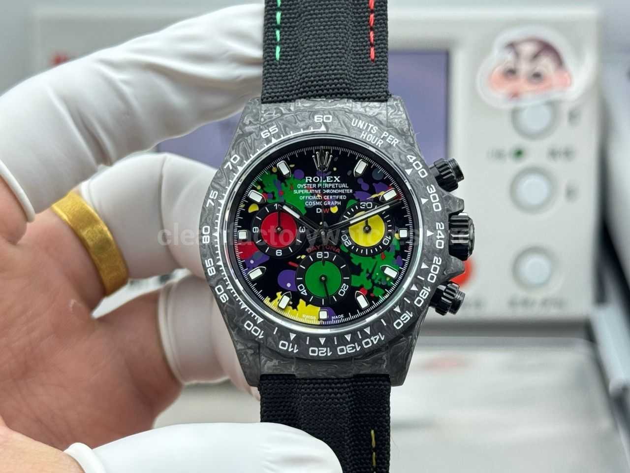 TW Factory Rolex Daytona 116500 40mm Carbon Fiber Black Canvas Strap Black Dial