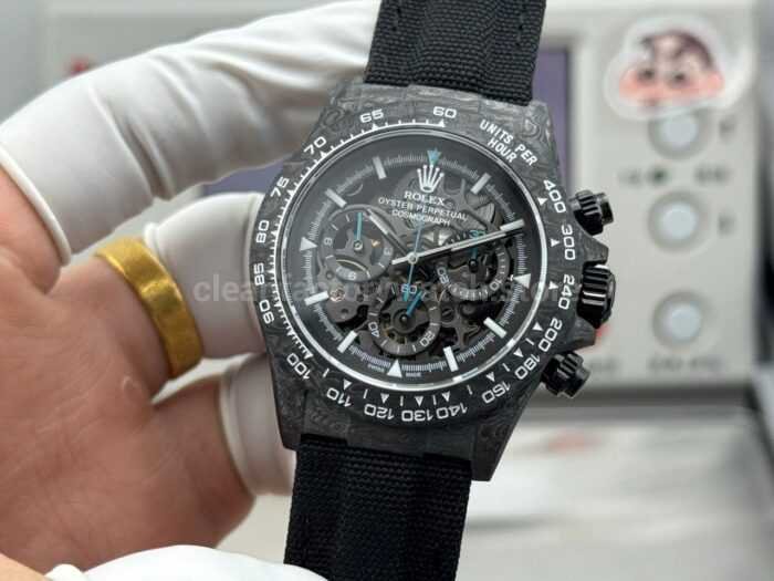 TW Factory Rolex Daytona 116500 40mm Carbon Fiber Black Canvas Strap Skeleton Dial - Image 5