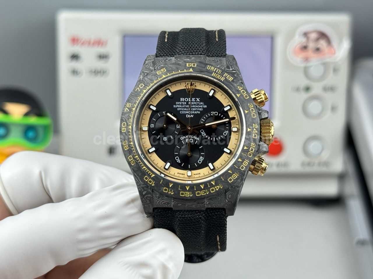 TW Factory Rolex Daytona 116500 40mm Carbon Fiber Black Canvas Strap Yellow Black Dial