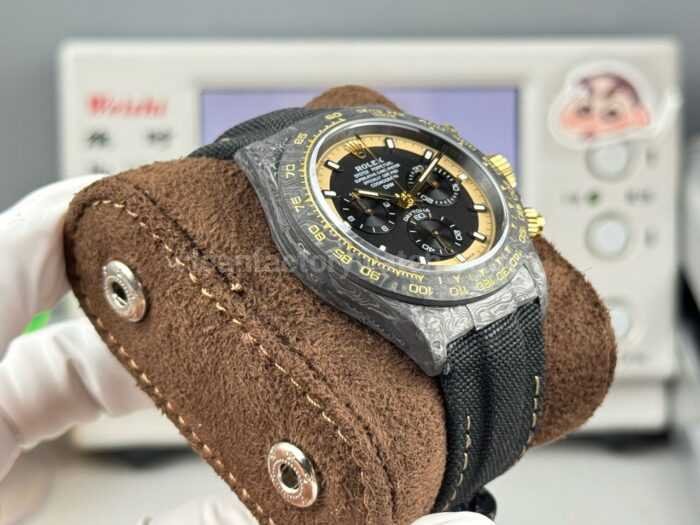TW Factory Rolex Daytona 116500 40mm Carbon Fiber Black Canvas Strap Yellow Black Dial - Image 6