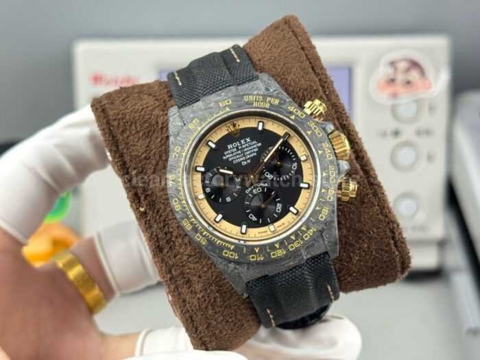 TW Factory Rolex Daytona 116500 40mm Carbon Fiber Black Canvas Strap Yellow Black Dial - Image 4