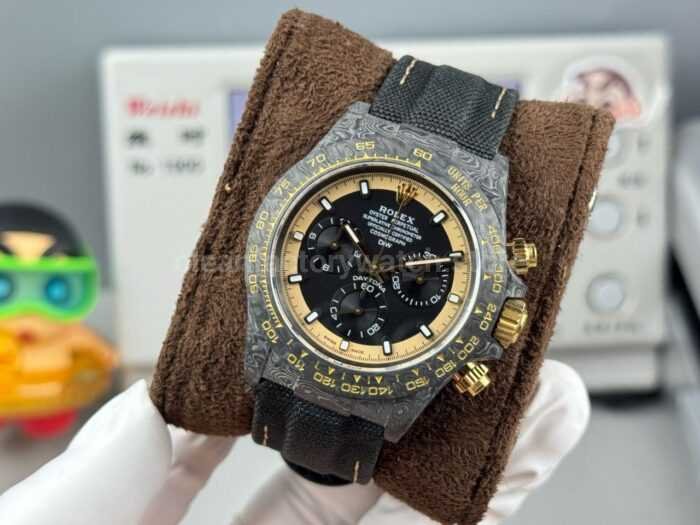 TW Factory Rolex Daytona 116500 40mm Carbon Fiber Black Canvas Strap Yellow Black Dial - Image 5