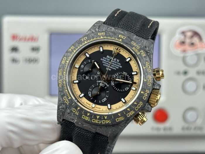 TW Factory Rolex Daytona 116500 40mm Carbon Fiber Black Canvas Strap Yellow Black Dial - Image 3