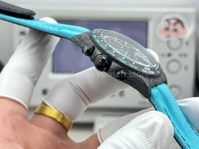 TW Factory Rolex Daytona 116500 40mm Carbon Fiber Light Blue Canvas Strap Skeleton Dial - Image 7