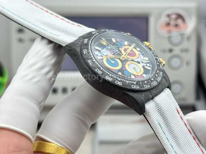 TW Factory Rolex Daytona 116500 40mm Carbon Fiber White Canvas Strap Black Dial - Image 6