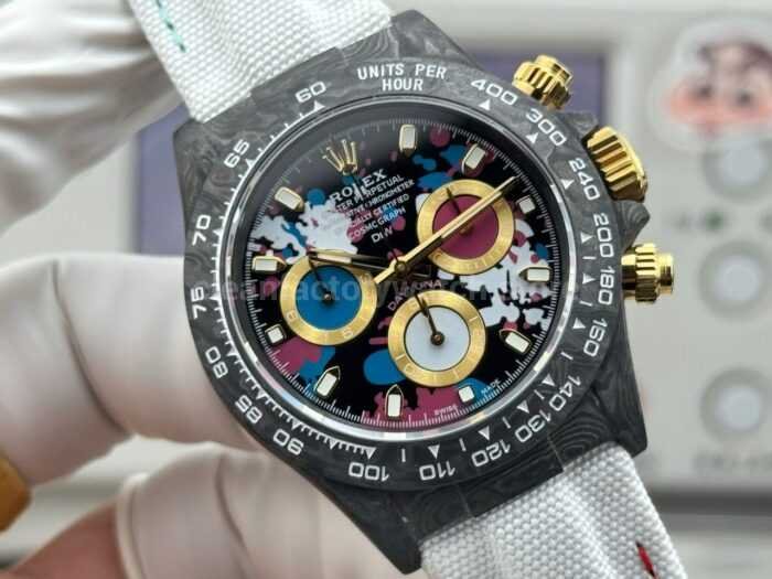 TW Factory Rolex Daytona 116500 40mm Carbon Fiber White Canvas Strap Black Dial - Image 2