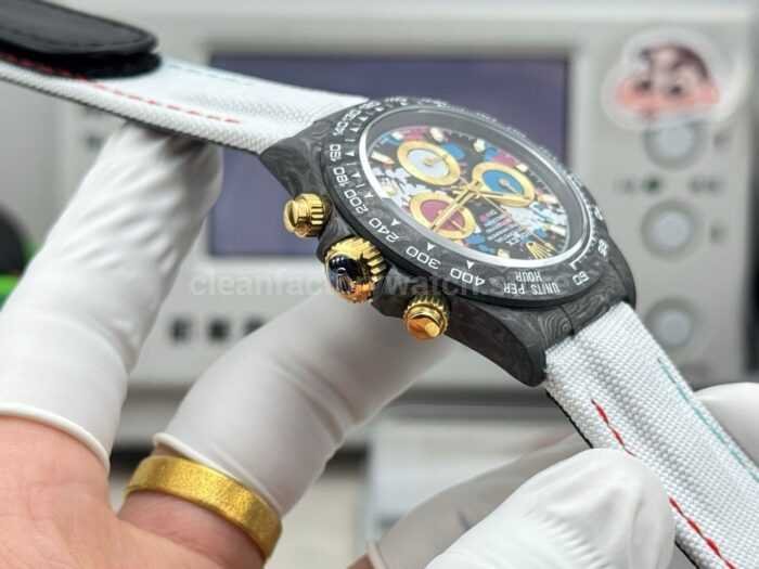 TW Factory Rolex Daytona 116500 40mm Carbon Fiber White Canvas Strap Black Dial - Image 7