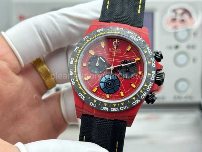 TW Factory Rolex Daytona 116500 40mm Red Carbon Fiber Black Canvas Strap Red Dial - Image 5