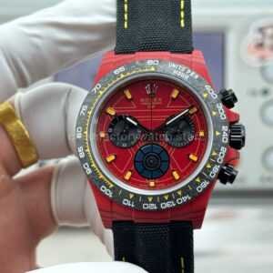 TW Factory Rolex Daytona 116500 40mm Red Carbon Fiber Black Canvas Strap Red Dial