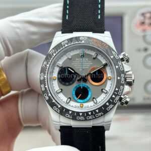 TW Factory Rolex Daytona 116500 40mm White Carbon Fiber Black Canvas Strap Grey Dial