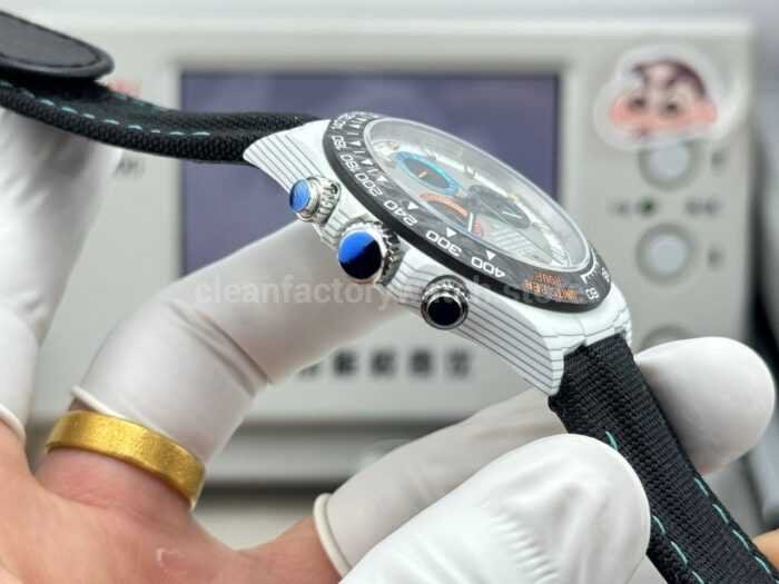 TW Factory Rolex Daytona 116500 40mm White Carbon Fiber Black Canvas Strap Grey Dial - Image 7