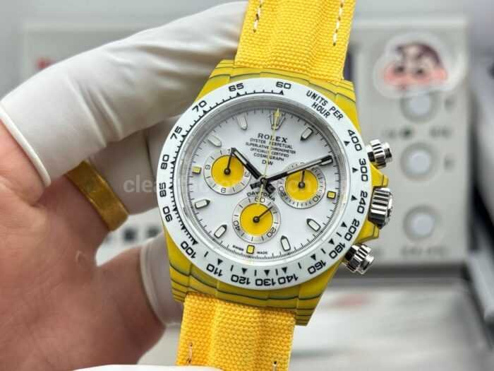 TW Factory Rolex Daytona 116500 40mm Yellow Carbon Fiber Yellow Canvas Strap White Dial - Image 5