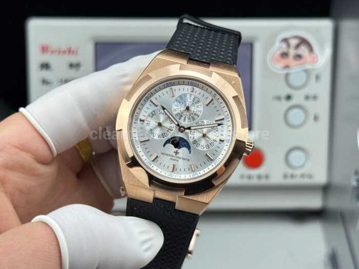 TW Factory Vacheron Constantin Overseas Perpetual Calendar 4300V120R-B064 41.5mm Rose Gold Rubber Strap Silver Dial - Image 5