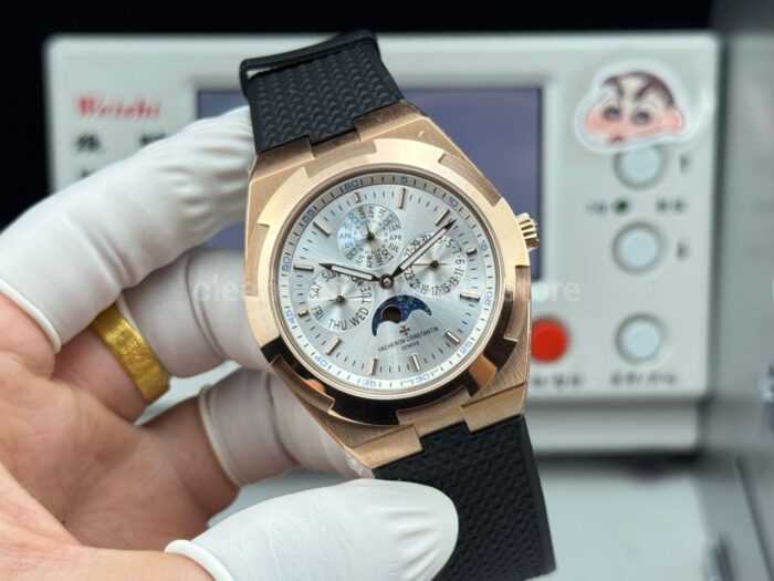 TW Factory Vacheron Constantin Overseas Perpetual Calendar 4300V120R-B064 41.5mm Rose Gold Rubber Strap Silver Dial - Image 4