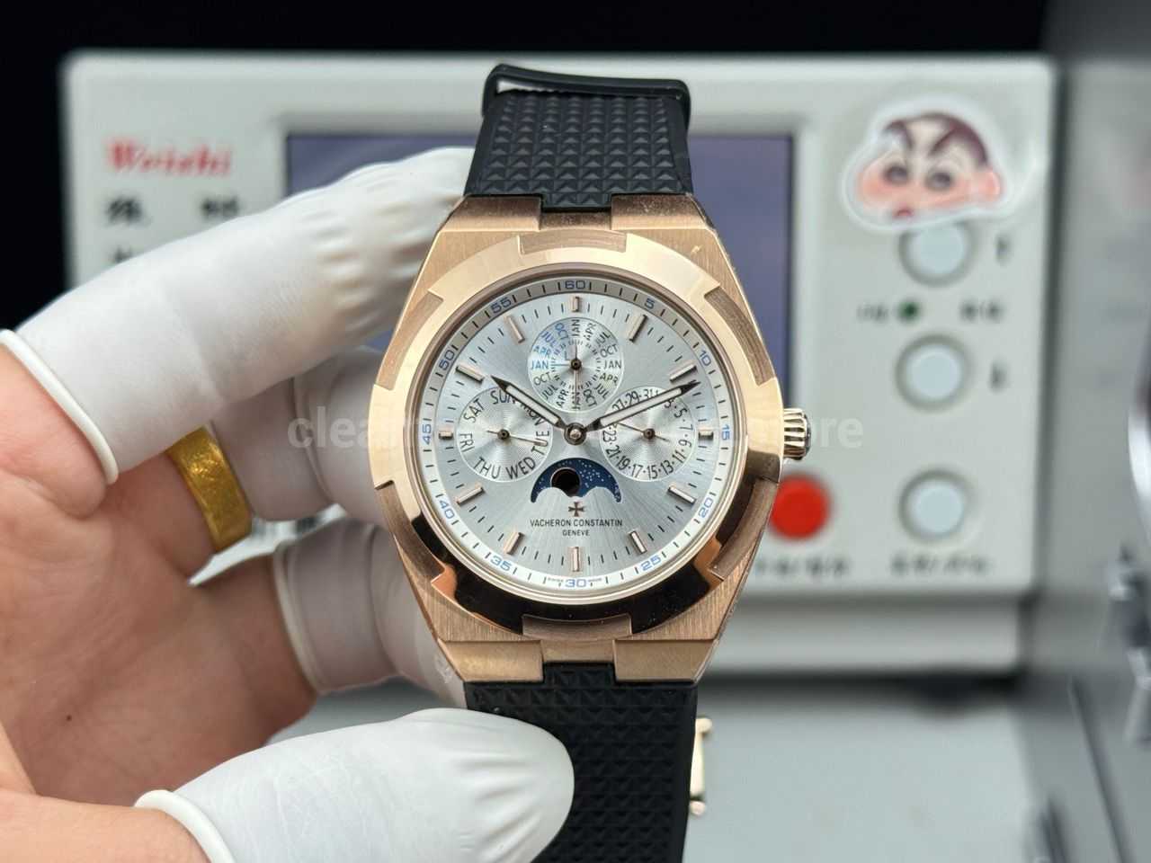 TW Factory Vacheron Constantin Overseas Perpetual Calendar 4300V120R-B064 41.5mm Rose Gold Rubber Strap Silver Dial
