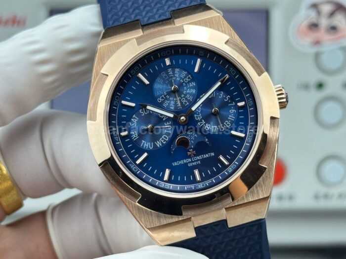 TW Factory Vacheron Constantin Overseas Perpetual Calendar 4300V000R-B509 41.5mm Rose Gold Rubber Strap Blue Dial - Image 2