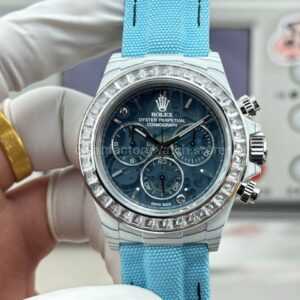 TW Factory Rolex Daytona 116500 40mm White Carbon Fiber Blue Canvas Strap Grey Dial
