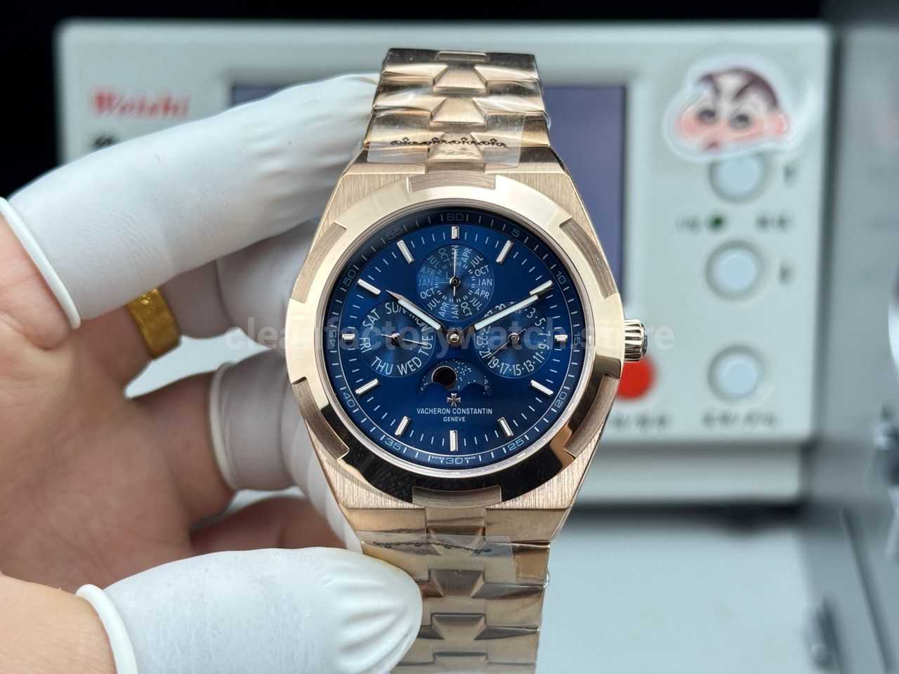 TW Factory Vacheron Constantin Overseas Perpetual Calendar 4300V000R-B509 41.5mm Full Rose Gold Blue Dial