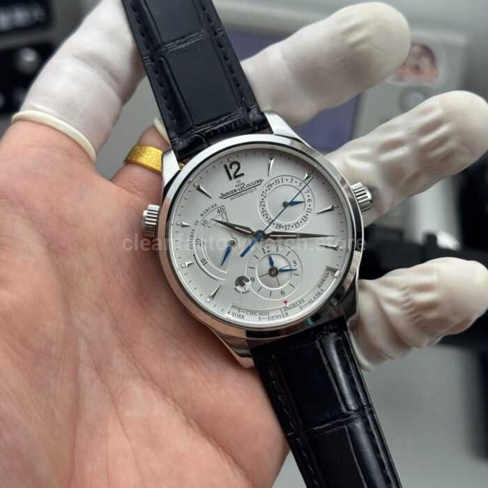 TWA Factory Jaeger-LeCoultre Master Geographic Q1428421 39mm Steel Leather Strap Silver Dial - Image 3