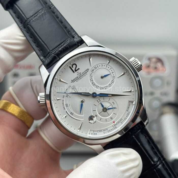 TWA Factory Jaeger-LeCoultre Master Geographic Q1428421 39mm Steel Leather Strap Silver Dial - Image 4