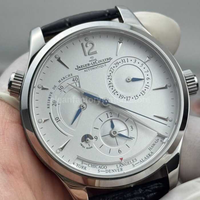 TWA Factory Jaeger-LeCoultre Master Geographic Q1428421 39mm Steel Leather Strap Silver Dial - Image 2