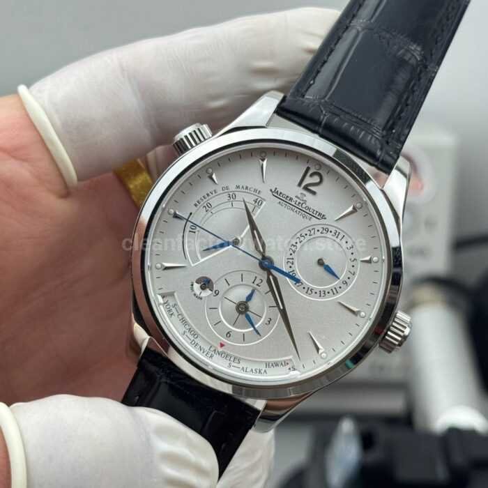 TWA Factory Jaeger-LeCoultre Master Geographic Q1428421 39mm Steel Leather Strap Silver Dial - Image 5