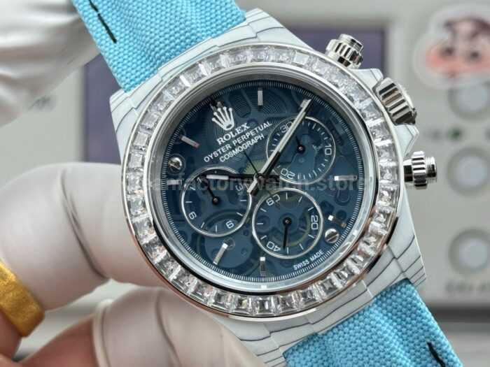 TW Factory Rolex Daytona 116500 40mm White Carbon Fiber Blue Canvas Strap Grey Dial - Image 2