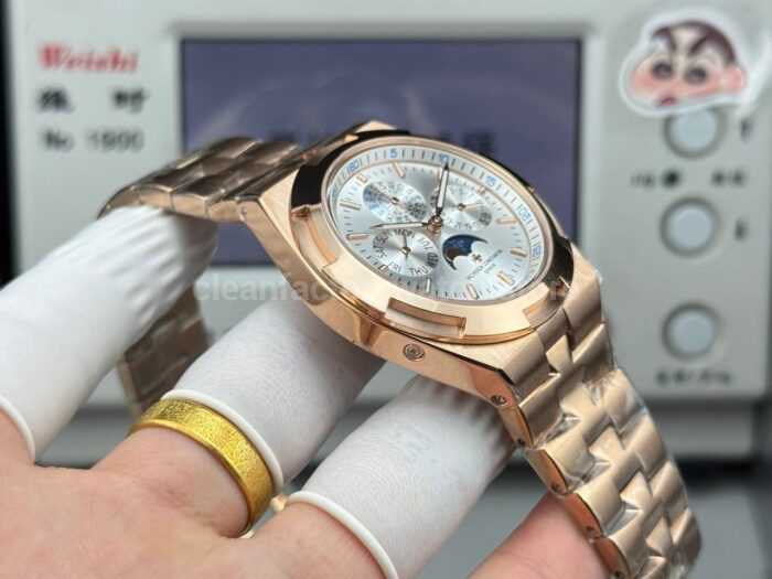 TW Factory Vacheron Constantin Overseas Perpetual Calendar 4300V120R-B064 41.5mm Full Rose Gold Silver Dial - Image 6