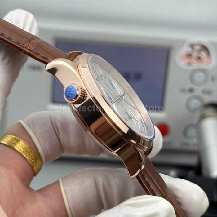 TWA Factory Jaeger-LeCoultre Master Geographic 1422521 39mm Rose Gold Brown Leather Strap Silver Dial - Image 6