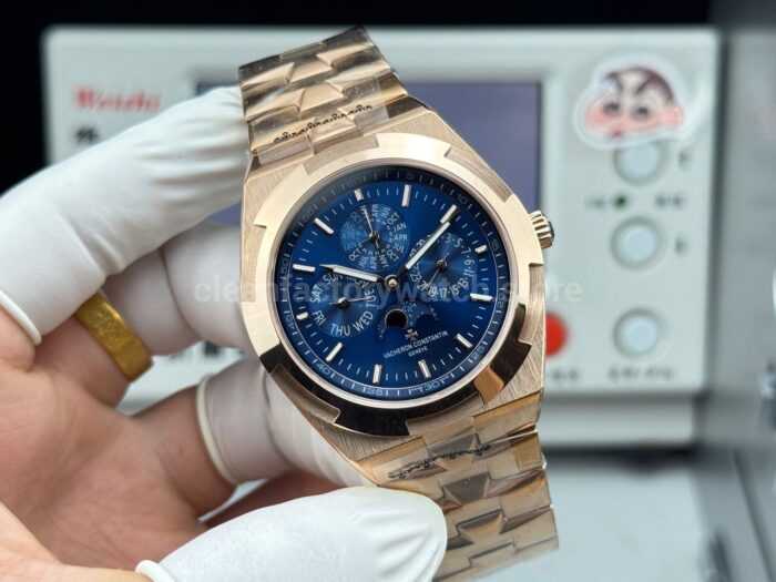 TW Factory Vacheron Constantin Overseas Perpetual Calendar 4300V000R-B509 41.5mm Full Rose Gold Blue Dial - Image 4