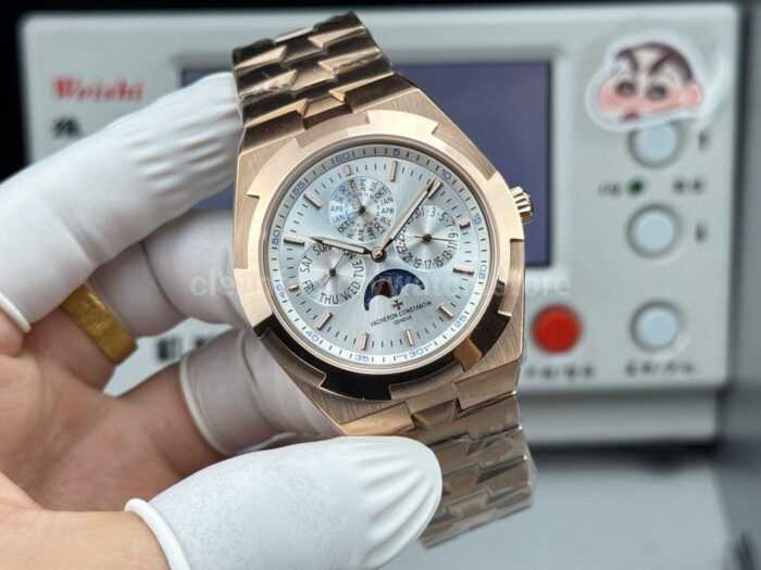 TW Factory Vacheron Constantin Overseas Perpetual Calendar 4300V120R-B064 41.5mm Full Rose Gold Silver Dial - Image 4