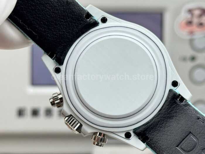TW Factory Rolex Daytona 116500 40mm White Carbon Fiber Light Blue Canvas Strap Blue Diamond Bezel Blue Dial - Image 8