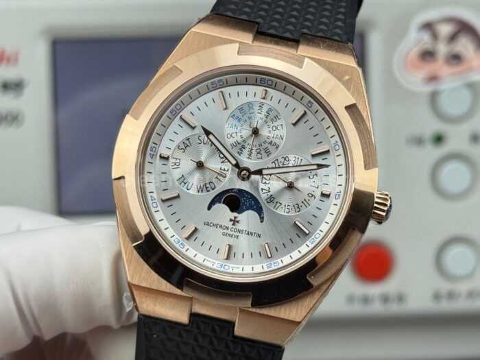 TW Factory Vacheron Constantin Overseas Perpetual Calendar 4300V120R-B064 41.5mm Rose Gold Rubber Strap Silver Dial - Image 3