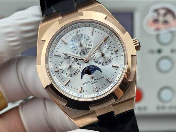 TW Factory Vacheron Constantin Overseas Perpetual Calendar 4300V120R-B064 41.5mm Rose Gold Leather Strap Silver Dial - Image 2