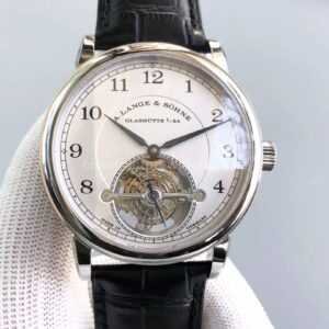 Tourbillon A. Lange & Söhne 1815 730.025F 42mm Steel Leather Strap Arabic Numerals Silver Dial