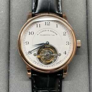 Tourbillon A. Lange & Söhne 1815 730.032 42mm Rose Gold Leather Strap Arabic Numerals Silver Dial
