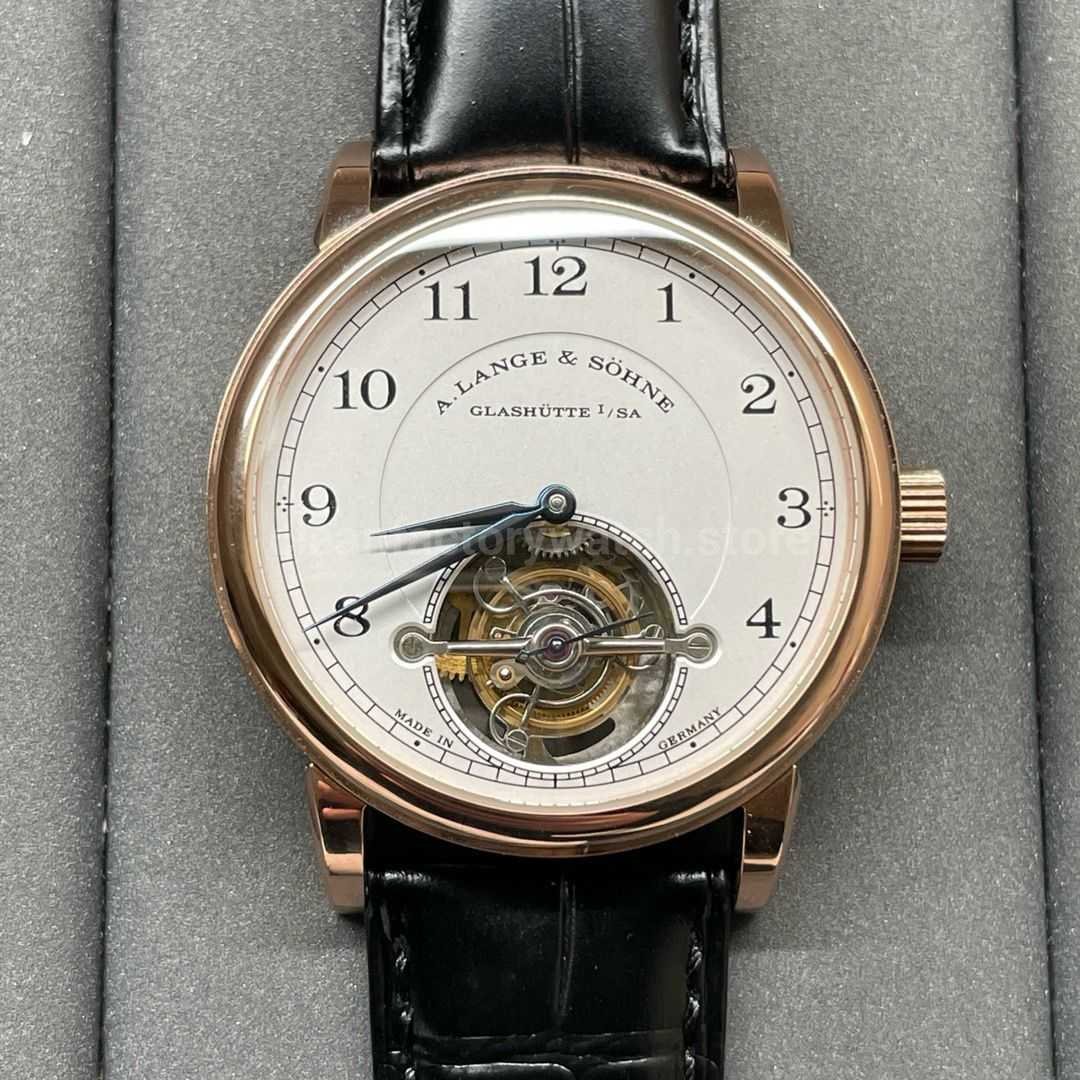 Tourbillon A. Lange & Söhne 1815 730.032 42mm Rose Gold Leather Strap Arabic Numerals Silver Dial