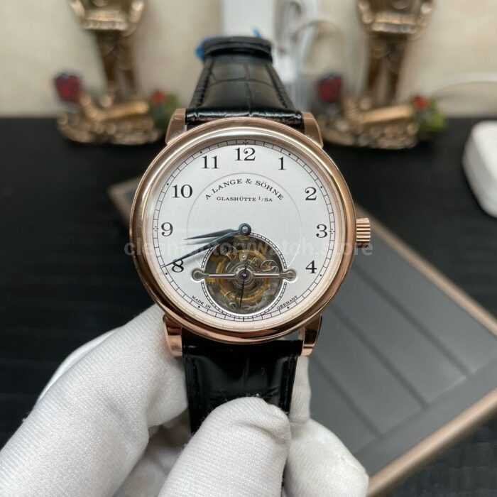 Tourbillon A. Lange & Söhne 1815 730.032 42mm Rose Gold Leather Strap Arabic Numerals Silver Dial - Image 2