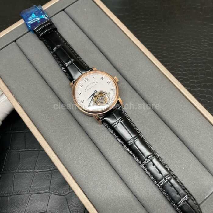 Tourbillon A. Lange & Söhne 1815 730.032 42mm Rose Gold Leather Strap Arabic Numerals Silver Dial - Image 9