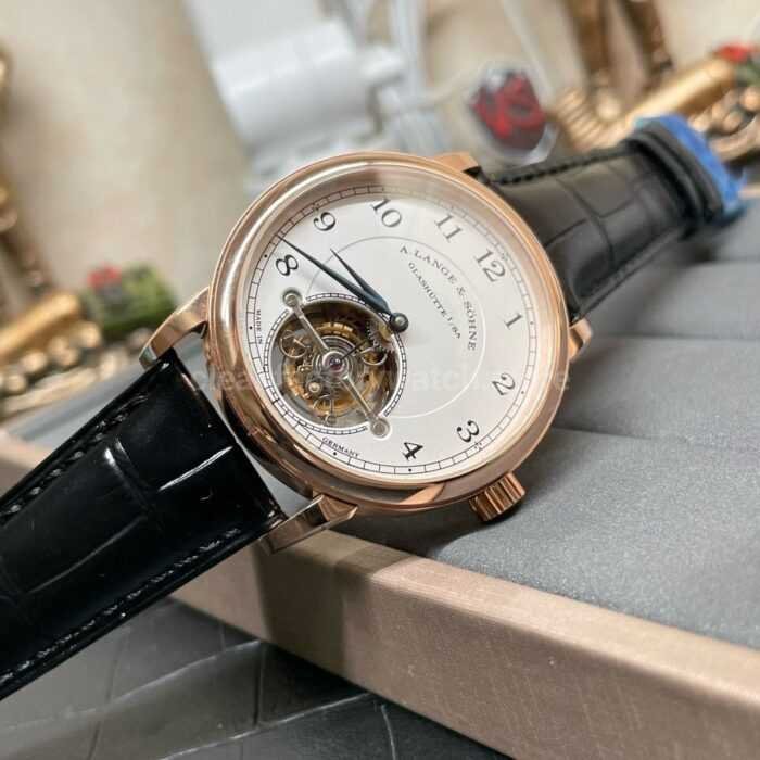 Tourbillon A. Lange & Söhne 1815 730.032 42mm Rose Gold Leather Strap Arabic Numerals Silver Dial - Image 4