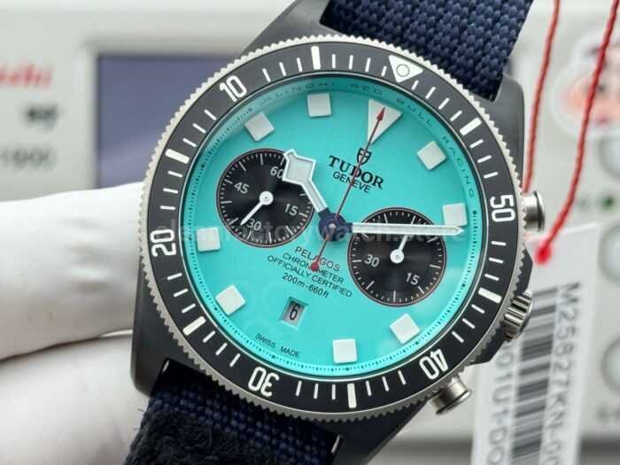V+ Factory Tudor Heritage Black Bay Chrono 79360N-0024 41mm Carbon Flamingo Blue Dial - Image 3