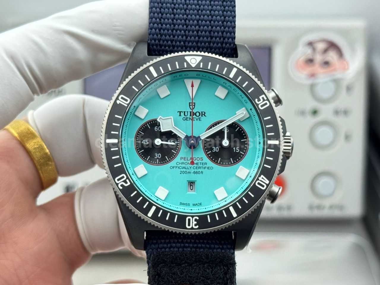 V+ Factory Tudor Heritage Black Bay Chrono 79360N-0024 41mm Carbon Flamingo Blue Dial
