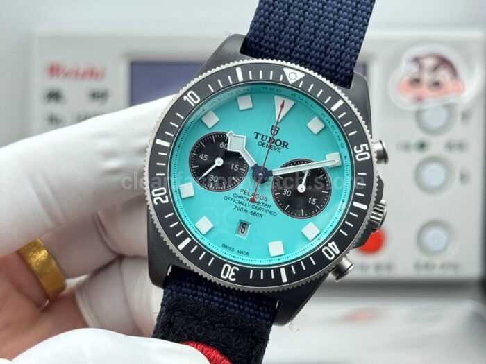 V+ Factory Tudor Heritage Black Bay Chrono 79360N-0024 41mm Carbon Flamingo Blue Dial - Image 5