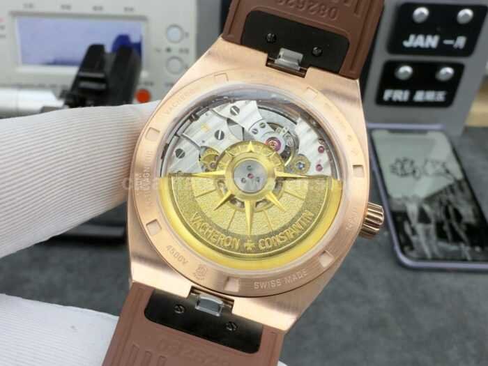 8F Factory Vacheron Constantin Overseas 4500v/000R-B127 41mm Rose Gold Brown Rubber Strap Silver Dial - Image 9