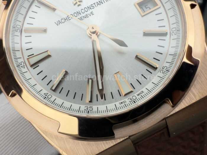 8F Factory Vacheron Constantin Overseas 4500v/000R-B127 41mm Rose Gold Brown Rubber Strap Silver Dial - Image 4
