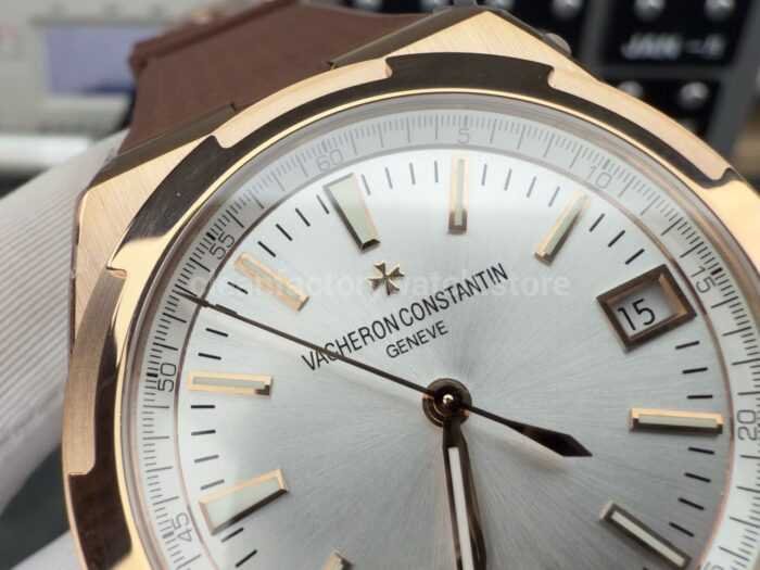 8F Factory Vacheron Constantin Overseas 4500v/000R-B127 41mm Rose Gold Brown Rubber Strap Silver Dial - Image 5