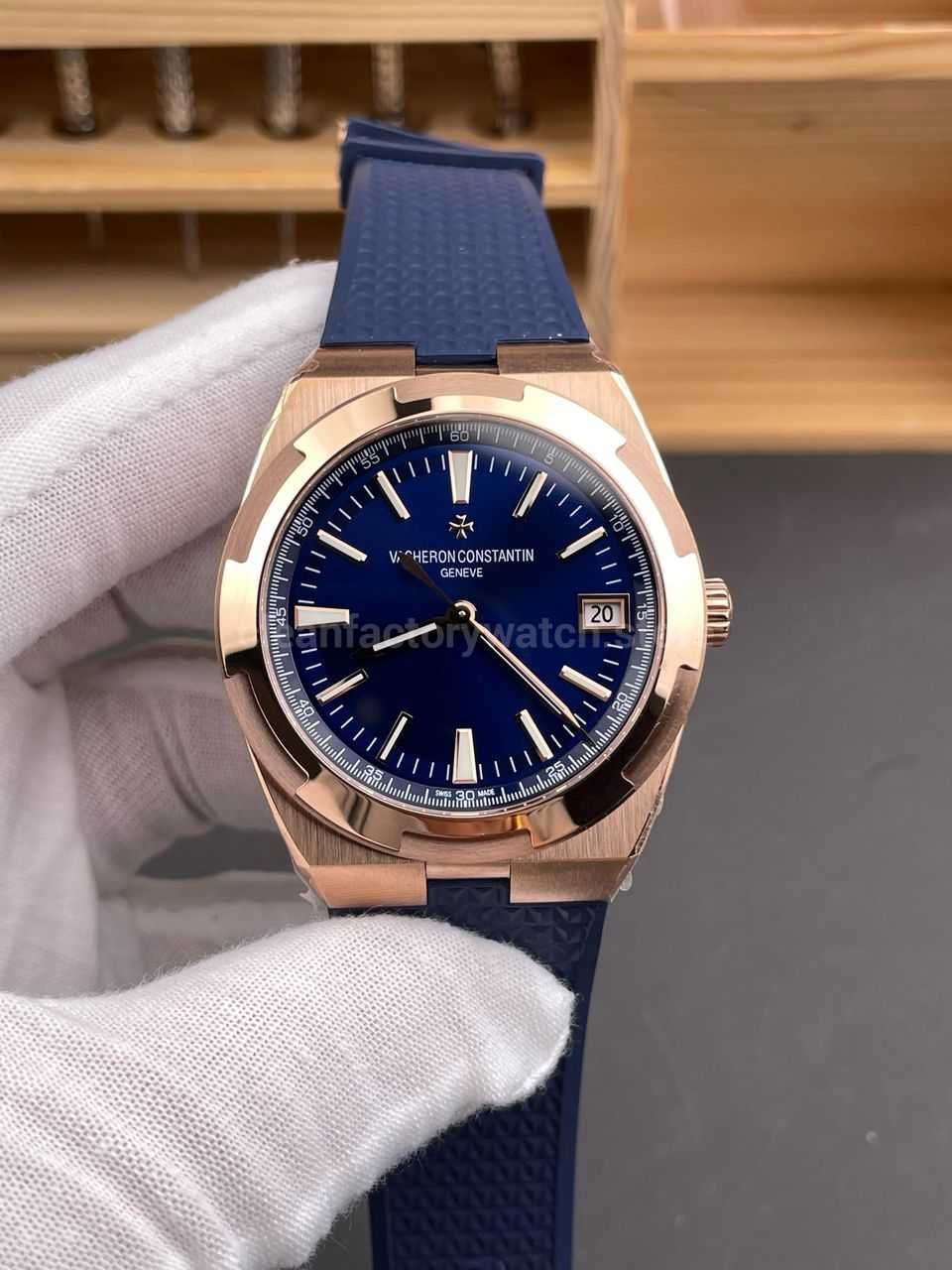 8F Factory Vacheron Constantin Overseas 4520V210R B705 41mm Rode Gold Rubber Strap Blue Dial (1) 8F Factory Vacheron Constantin Overseas 4500V/210R-B705 41mm Rose Gold Rubber Strap Blue Dial - Image 1